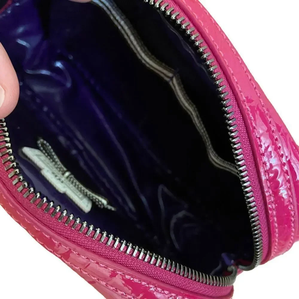 Henri Bendel Faux Alligator Leather Zippered Makeup Bag Hot Pink